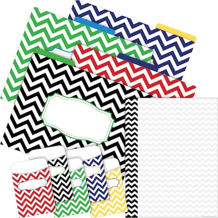 Barker Creek Nautical Chevron On-Trend Organizer Set, Multi-Design Set, 92/Set 4093